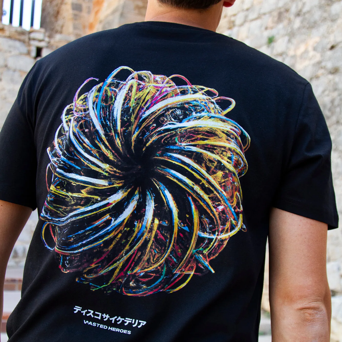 029 Disco Psychedelia Back Print - Tshirt - Black