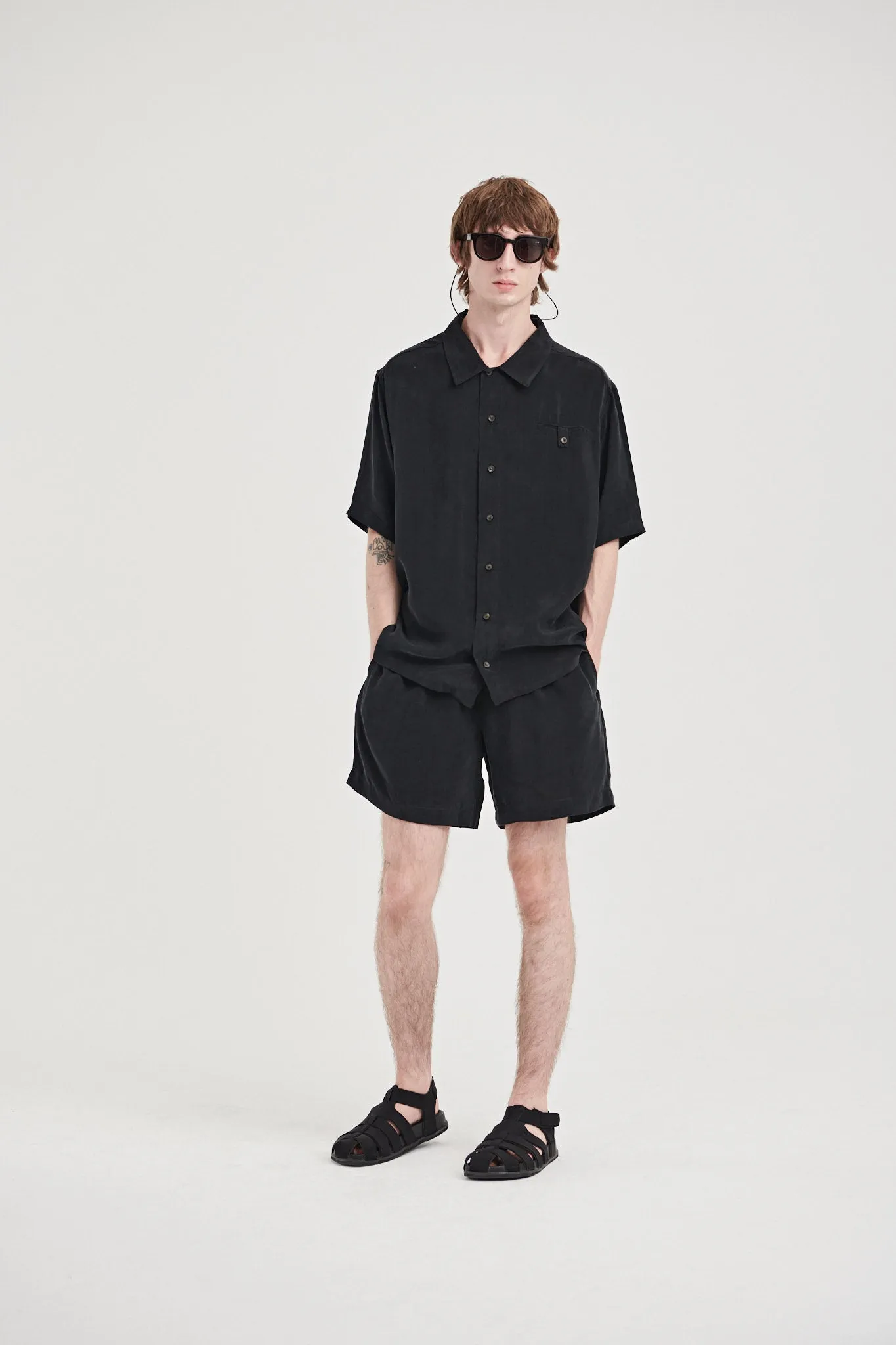 06 / Oftt Grandpa Cool Vegan Silk Shirt black