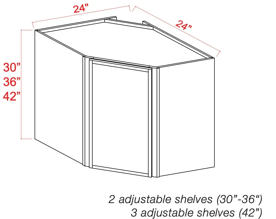 24" Wide Wall Diagonal Cabinet - Shaker Slim