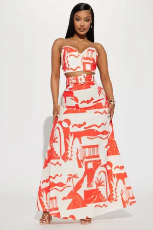 A True Gem Maxi Skirt Set - Orange/combo