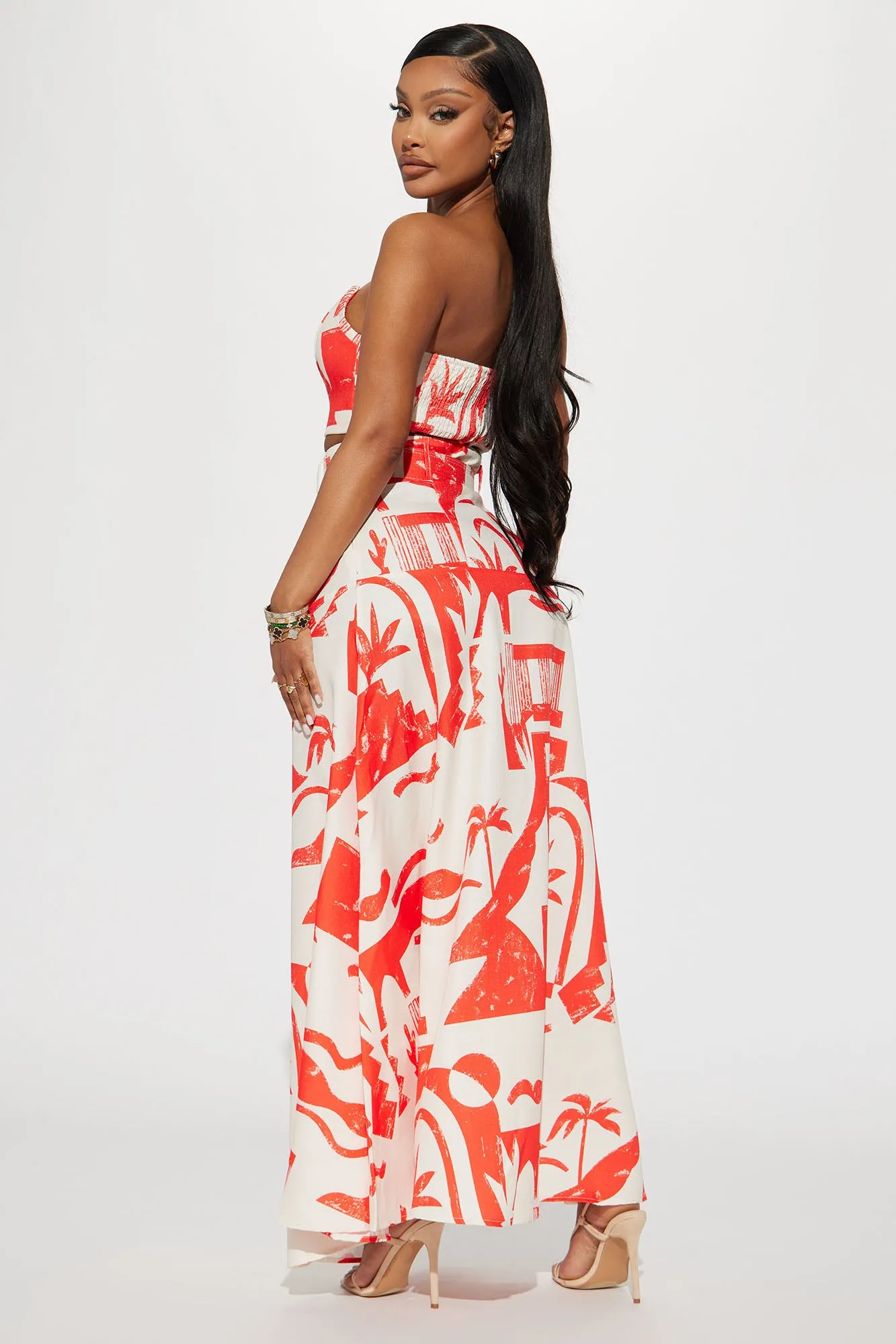 A True Gem Maxi Skirt Set - Orange/combo