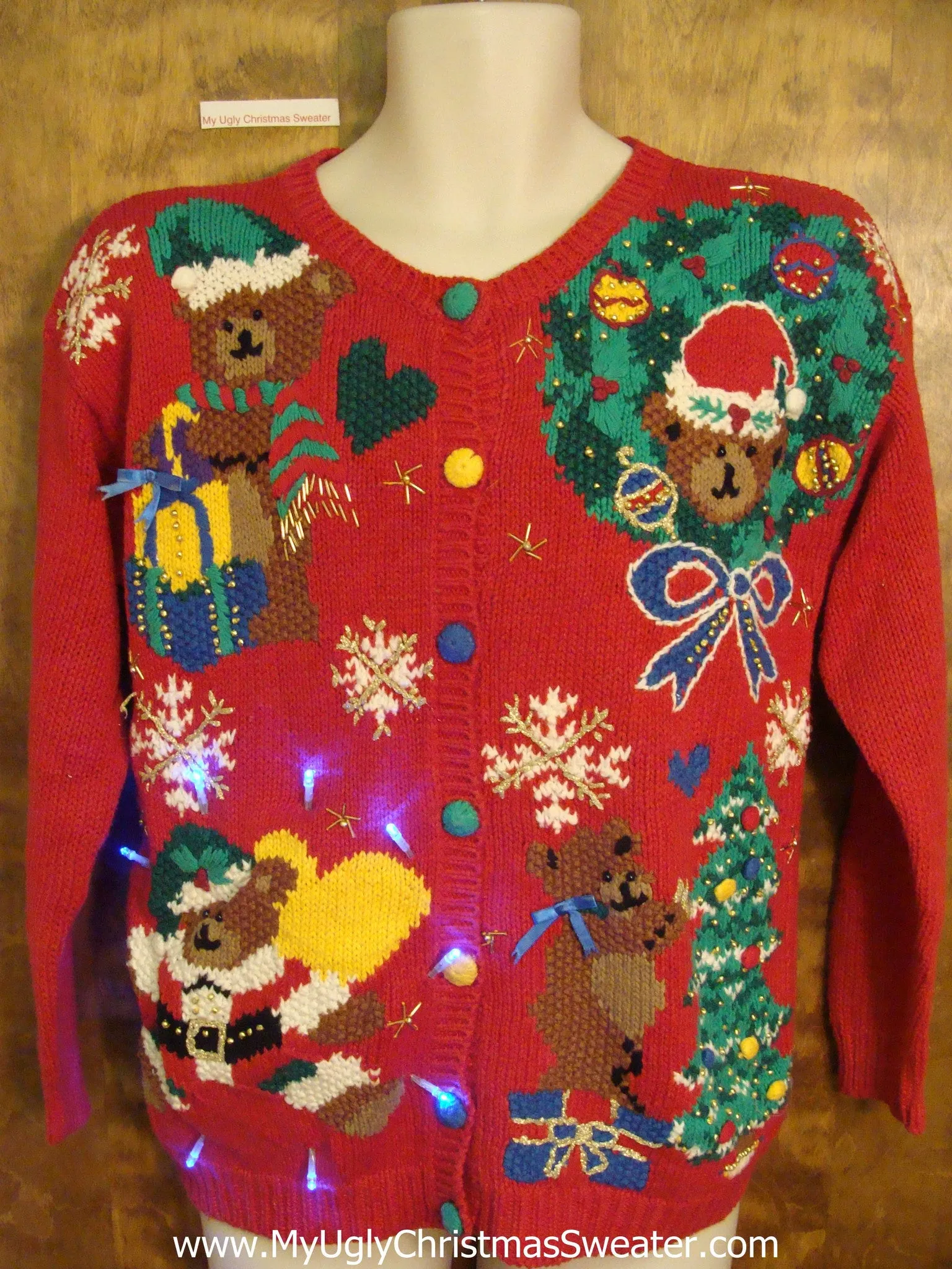 Amazing Funny Bears 80s Tacky Xmas Sweater with Lights