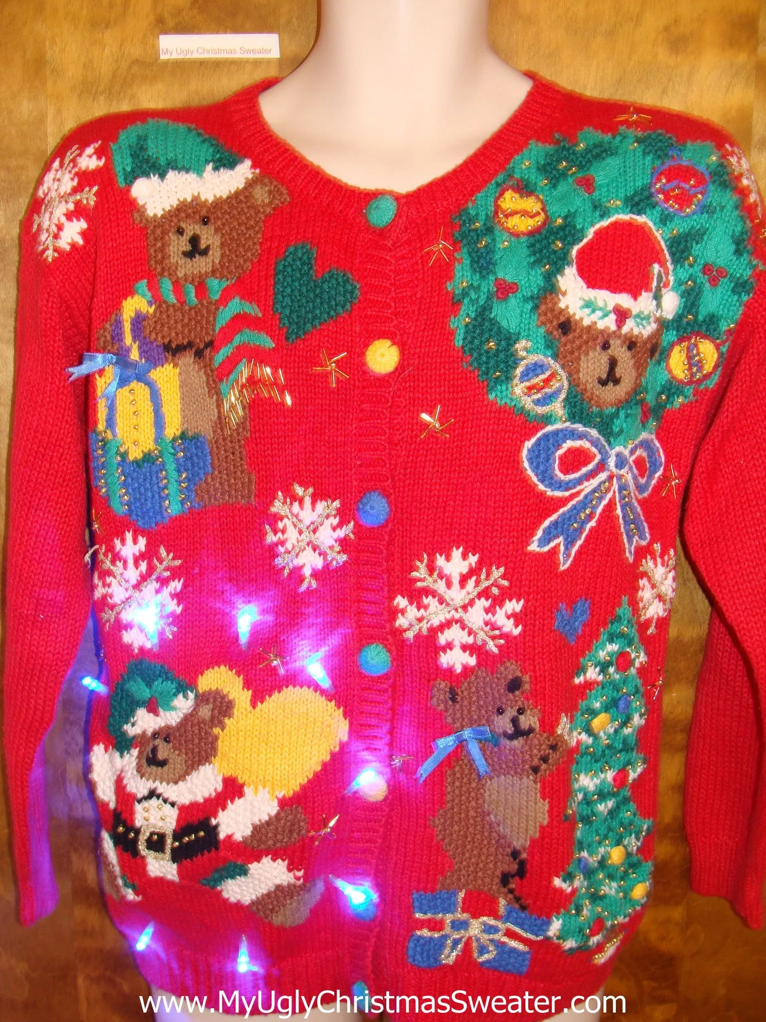 Amazing Funny Bears 80s Tacky Xmas Sweater with Lights