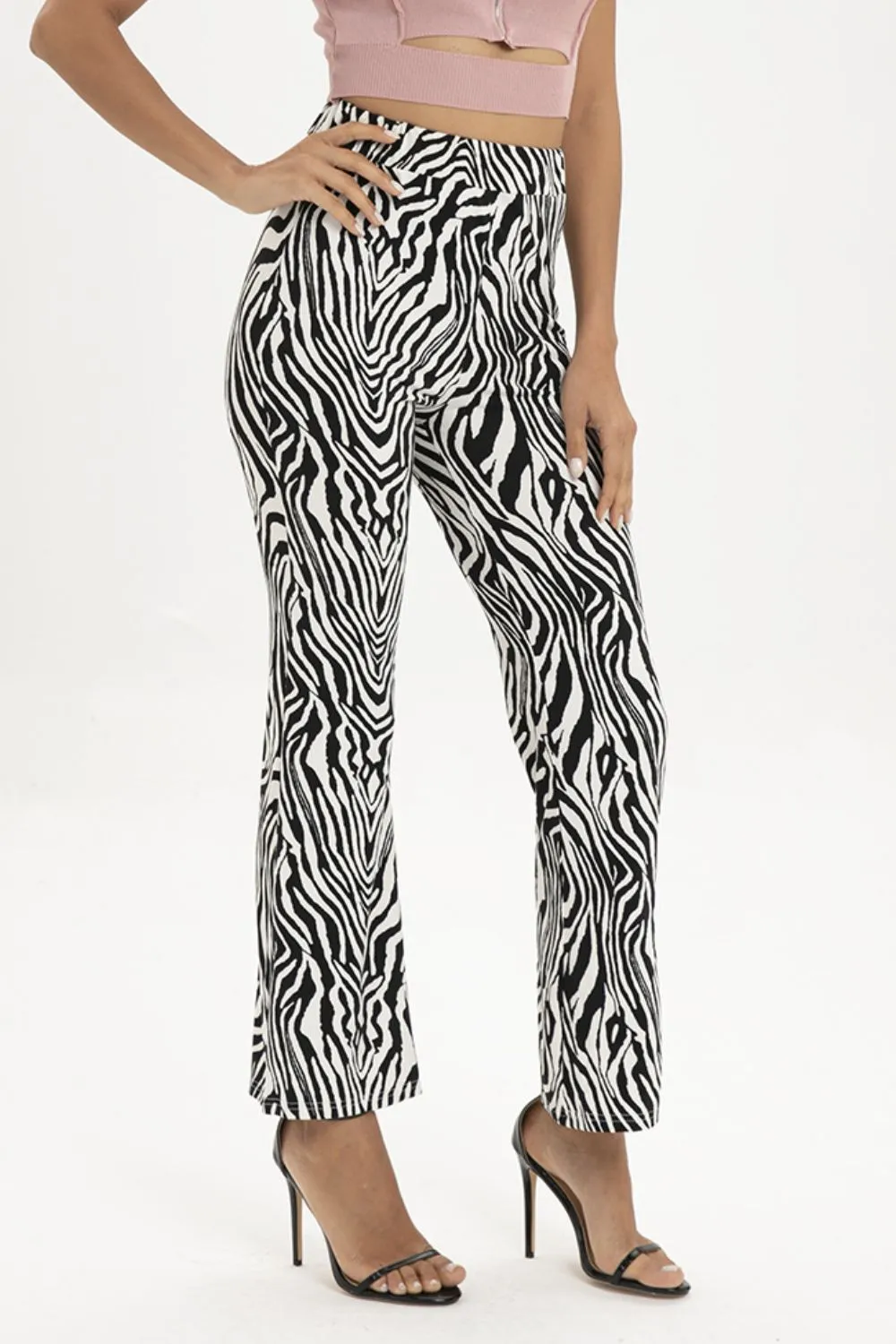 Animal Zebra Print Straight Leg Pants