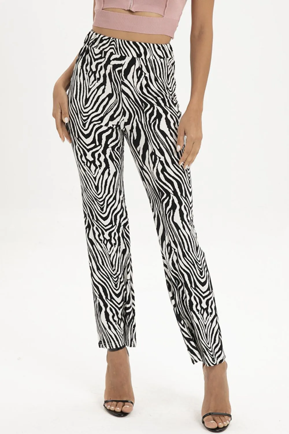 Animal Zebra Print Straight Leg Pants