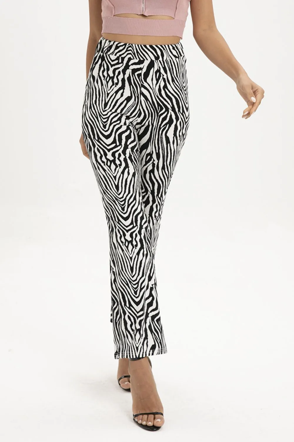 Animal Zebra Print Straight Leg Pants