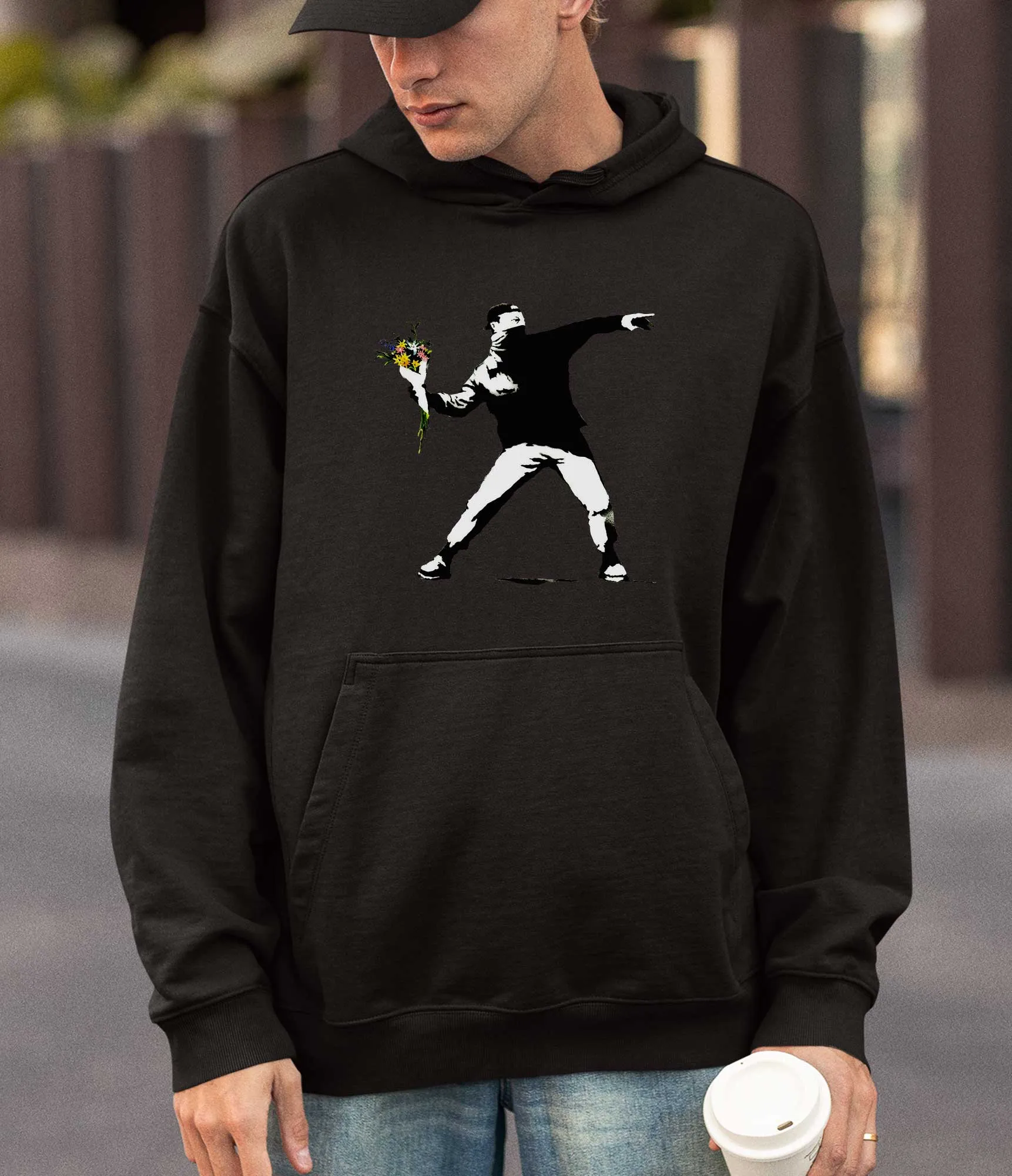 Banksy Hoodie - Flower Thrower