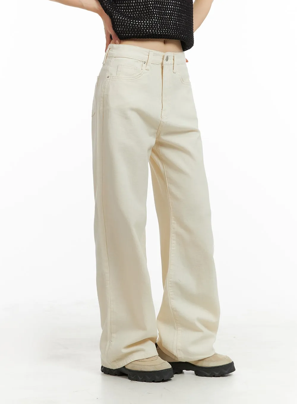 Basic Straight Leg Cotton Pants OM412