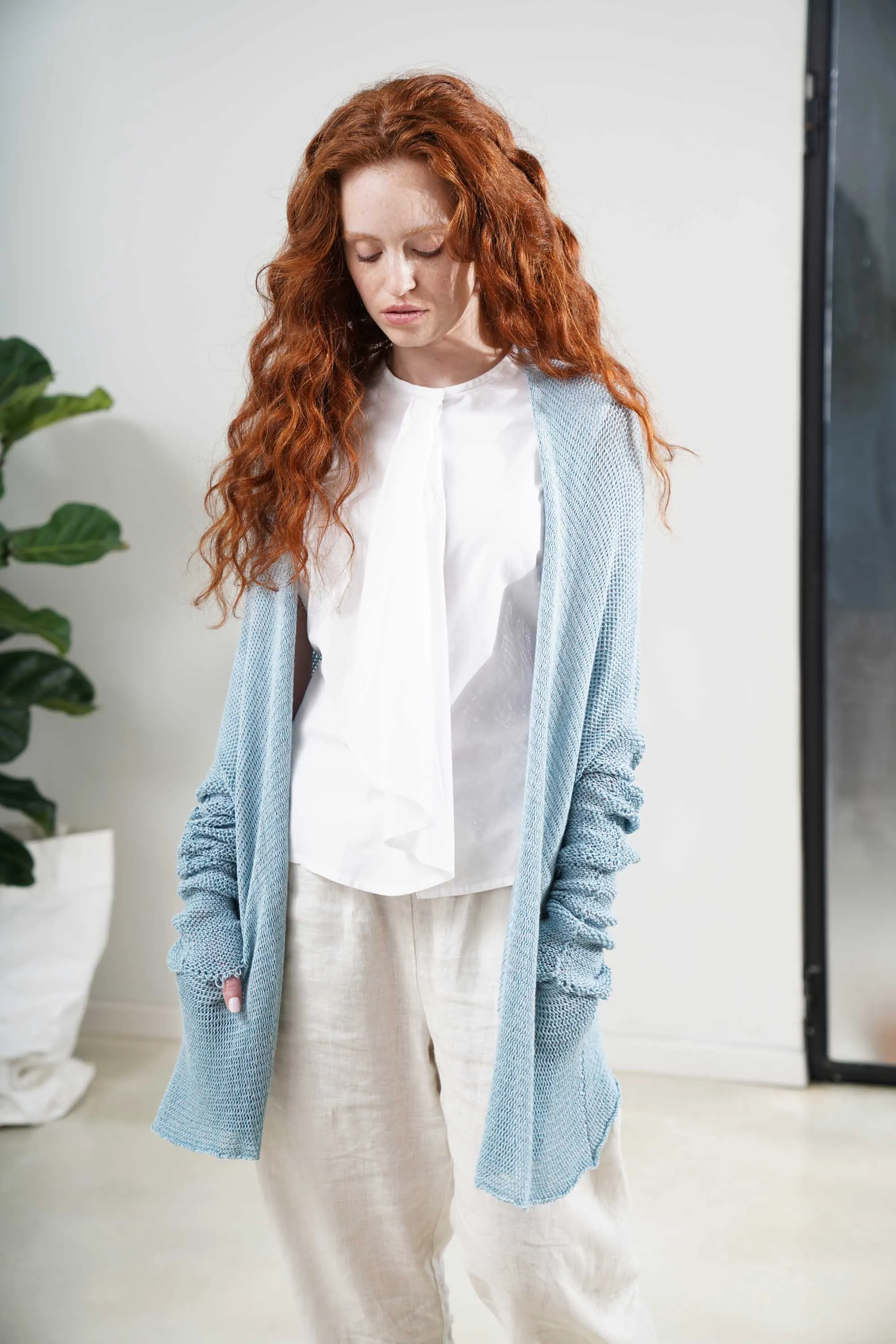 Beka loose cardigan with pockets in Aqua