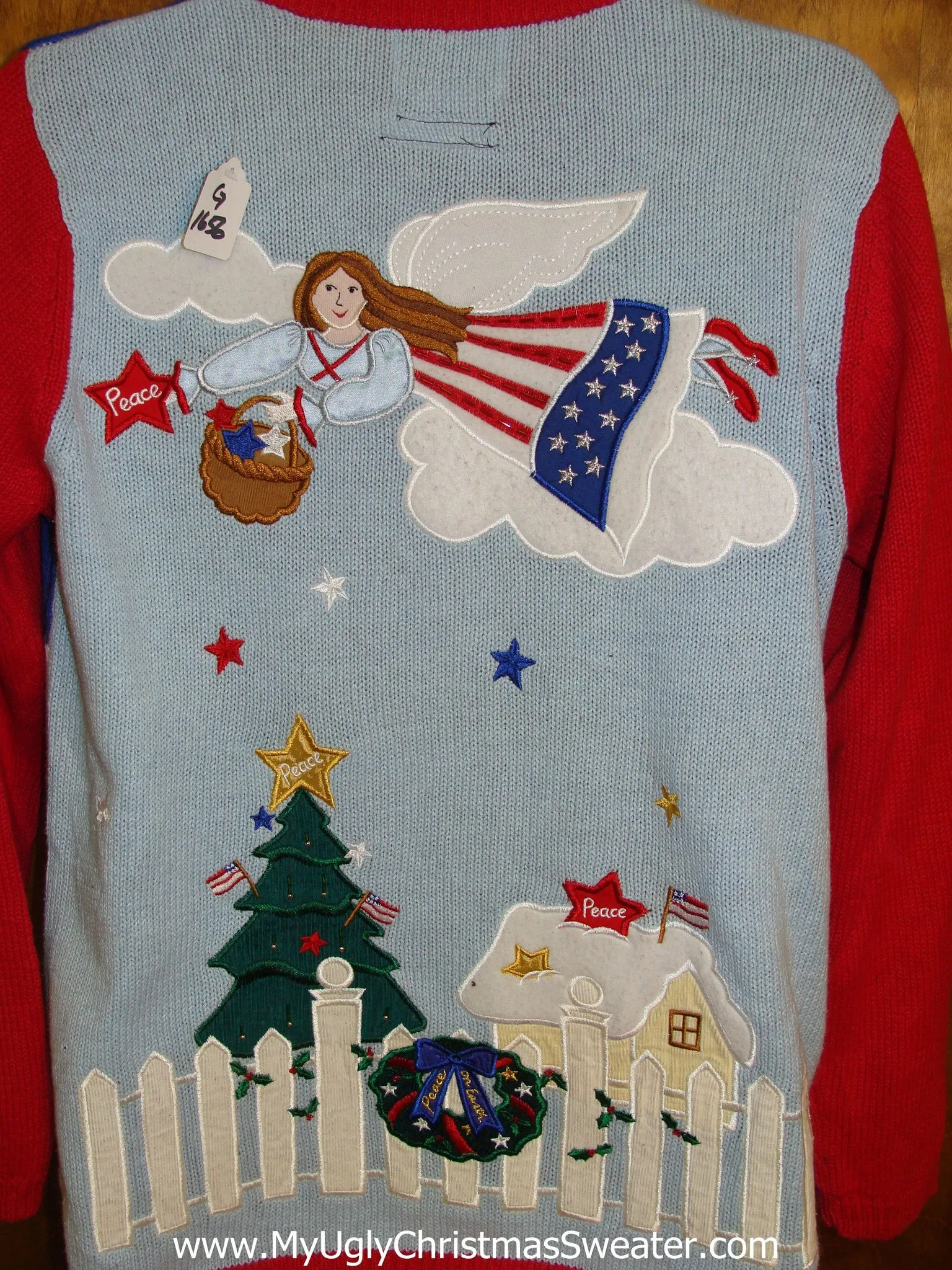 Best 2sided Patriotic Angel Tacky Xmas Sweater with Lights