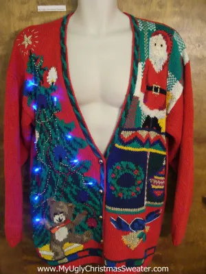 Best 80s Tree Tacky Xmas Sweater with Lights