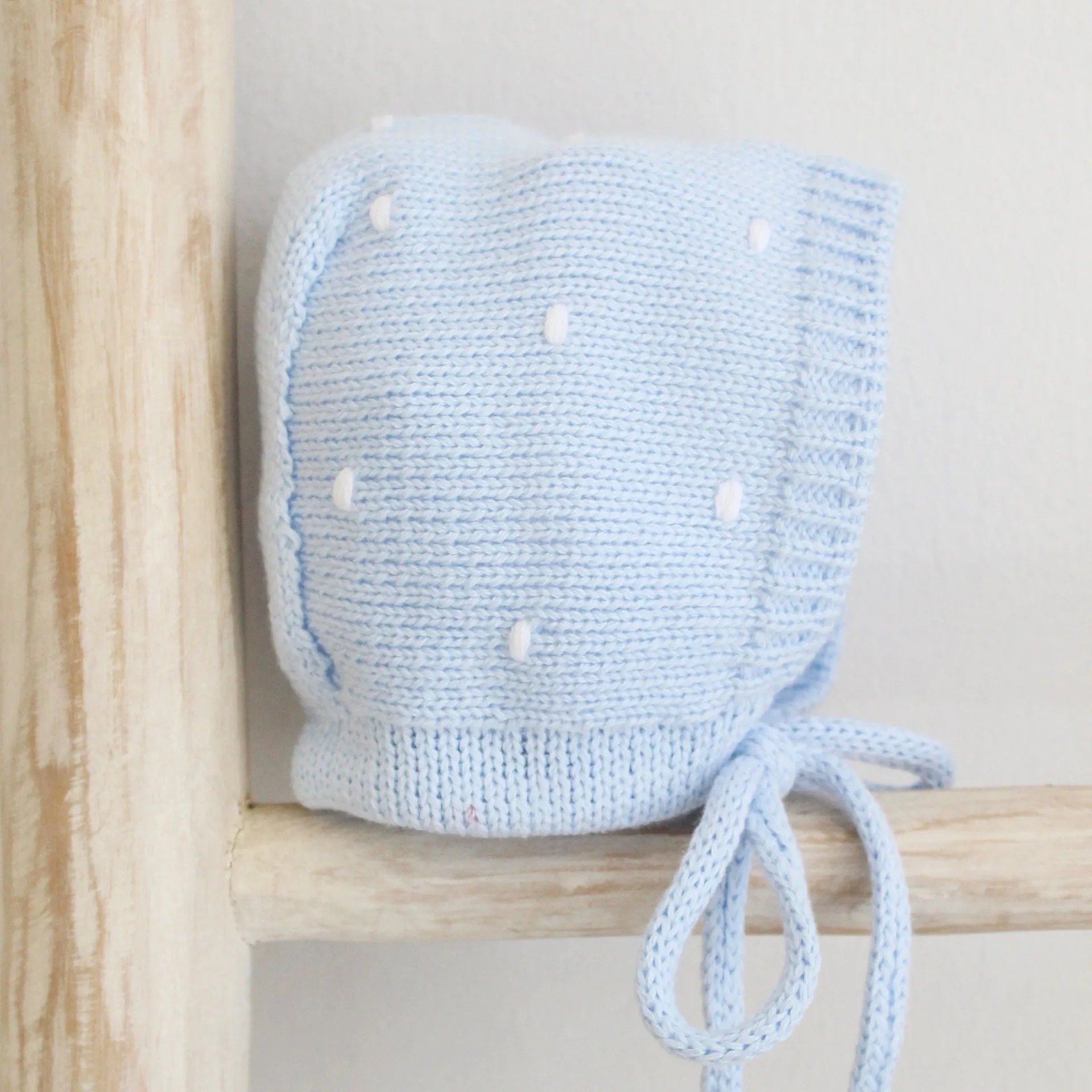 Blue Dot knit Bonnet