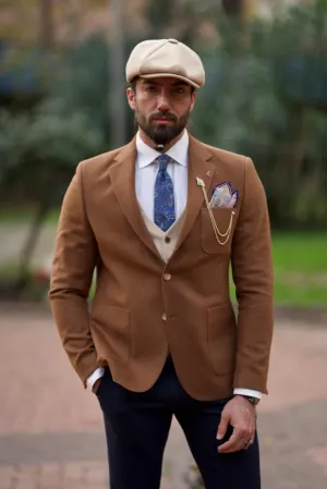 Bojoni Shagori Slim Fit Italian Fabric Camel Suit