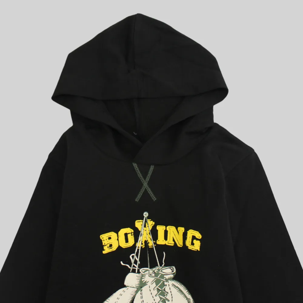 Boxing Black Long-Sleeved Hoodie