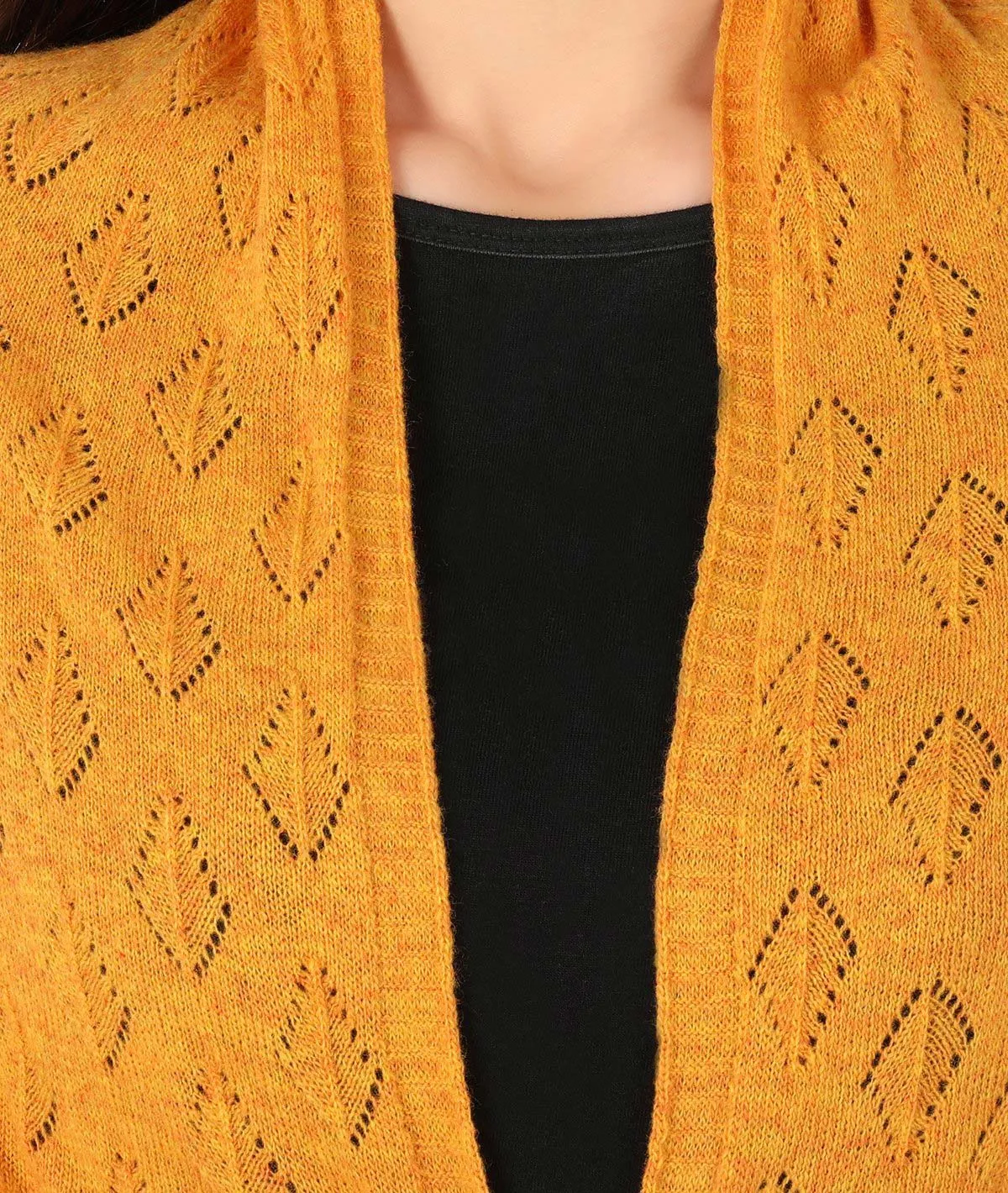 Bridgette - Light Orange Color Lambswool & Nylon Knitted Shawl Wrap