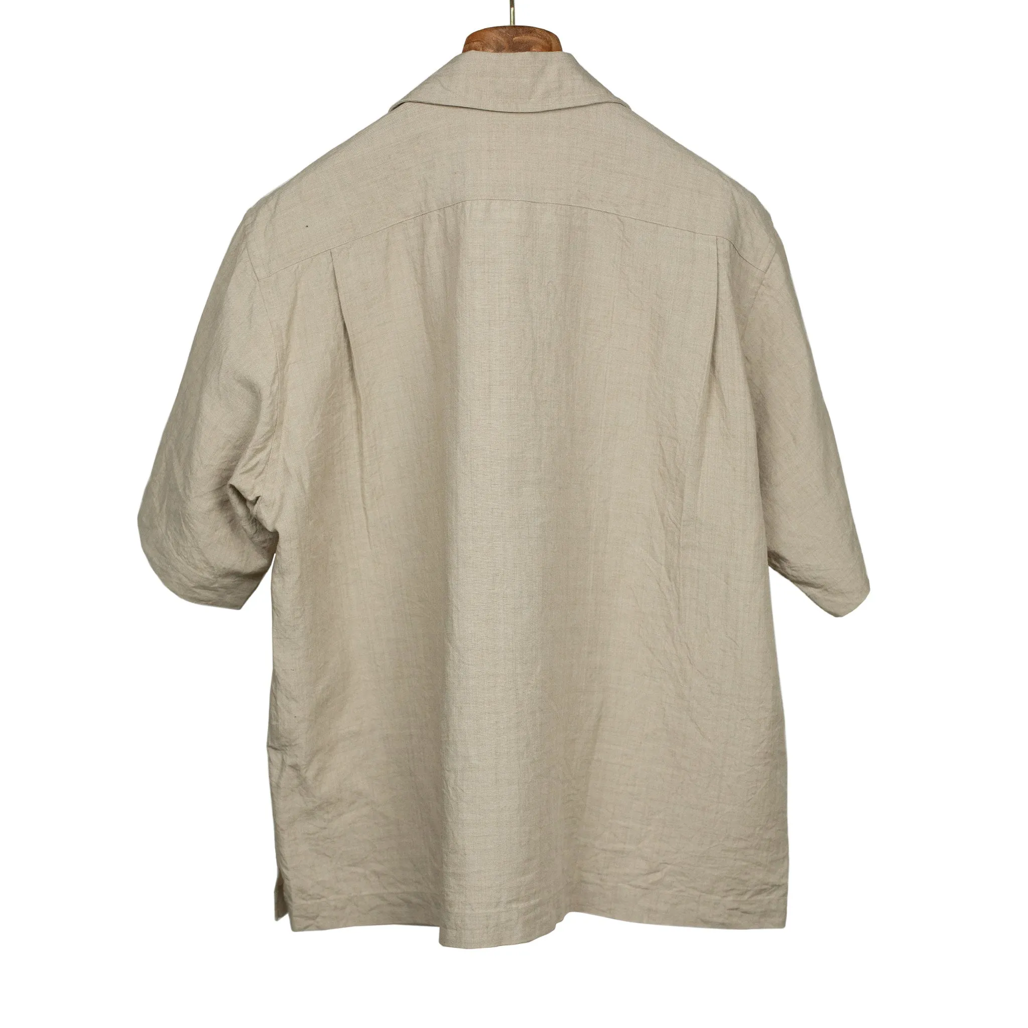 Camp collar shirt in natural washed linen and silk