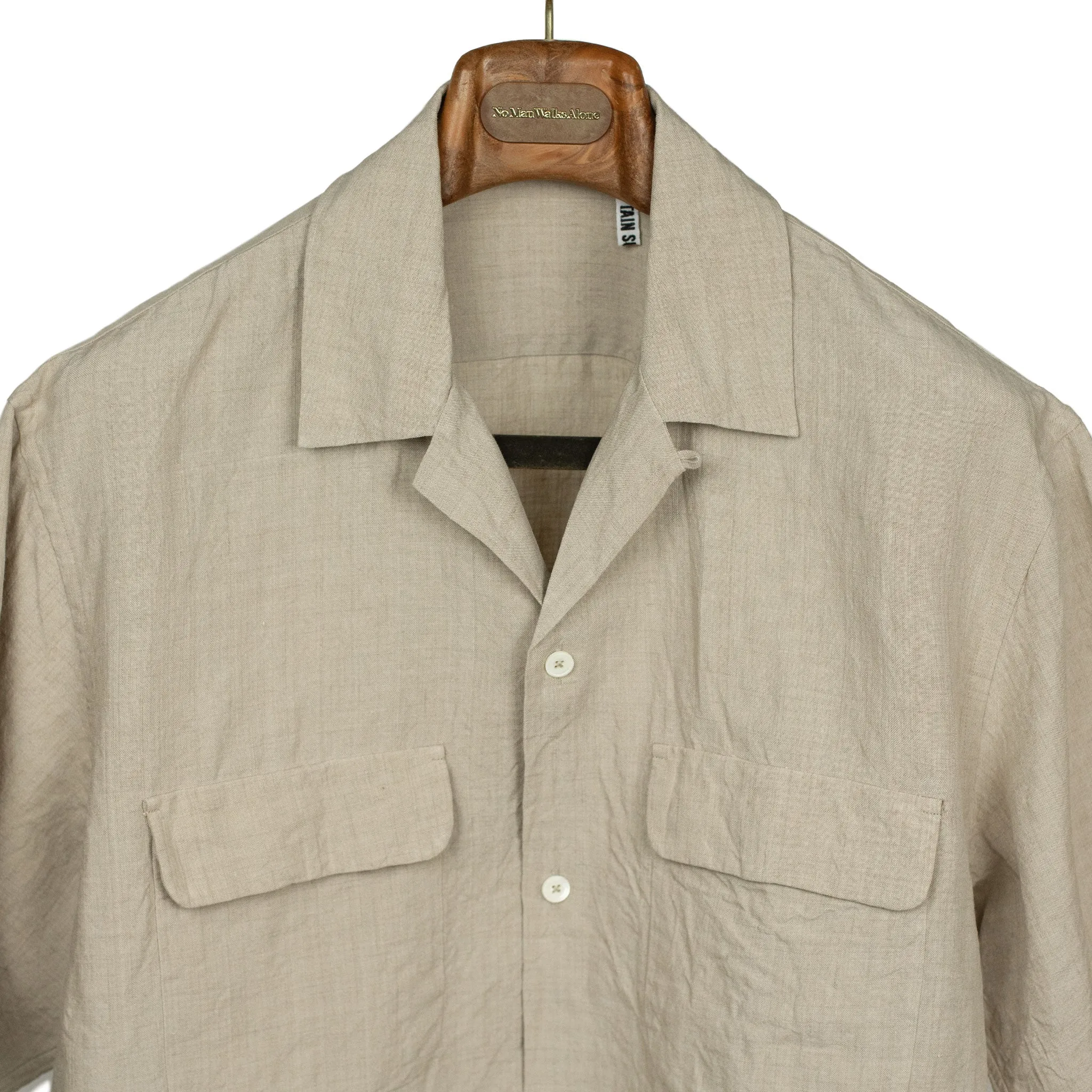 Camp collar shirt in natural washed linen and silk