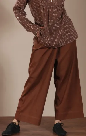 Cinnamon Wide Leg Straight Pants - Twill