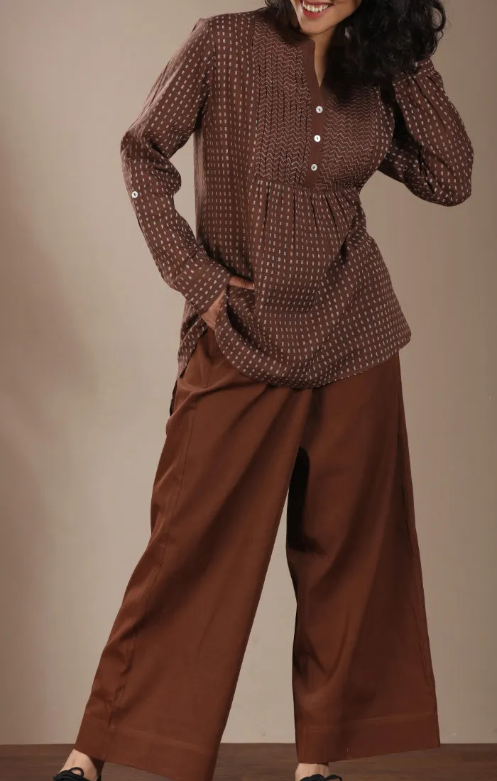 Cinnamon Wide Leg Straight Pants - Twill