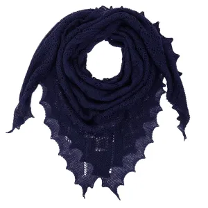 Classic Shetland Style Merino Wool Shawl - Navy