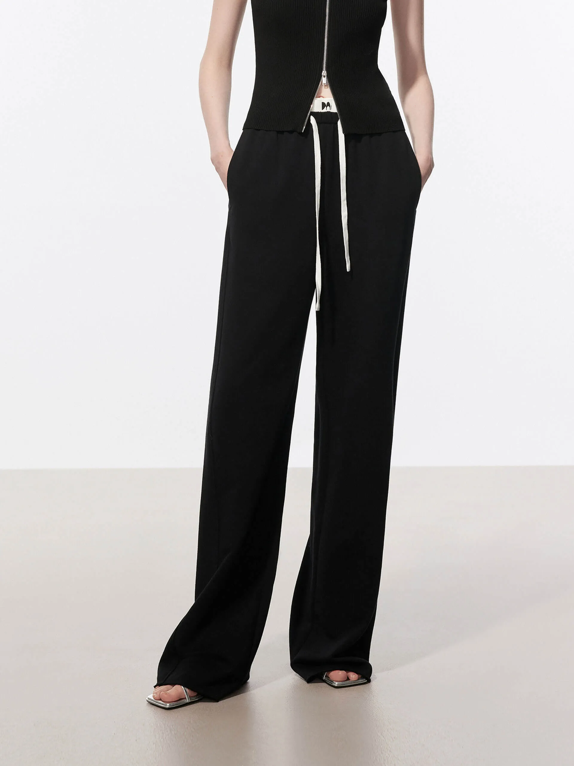 Cotton Contrast Waist Pants