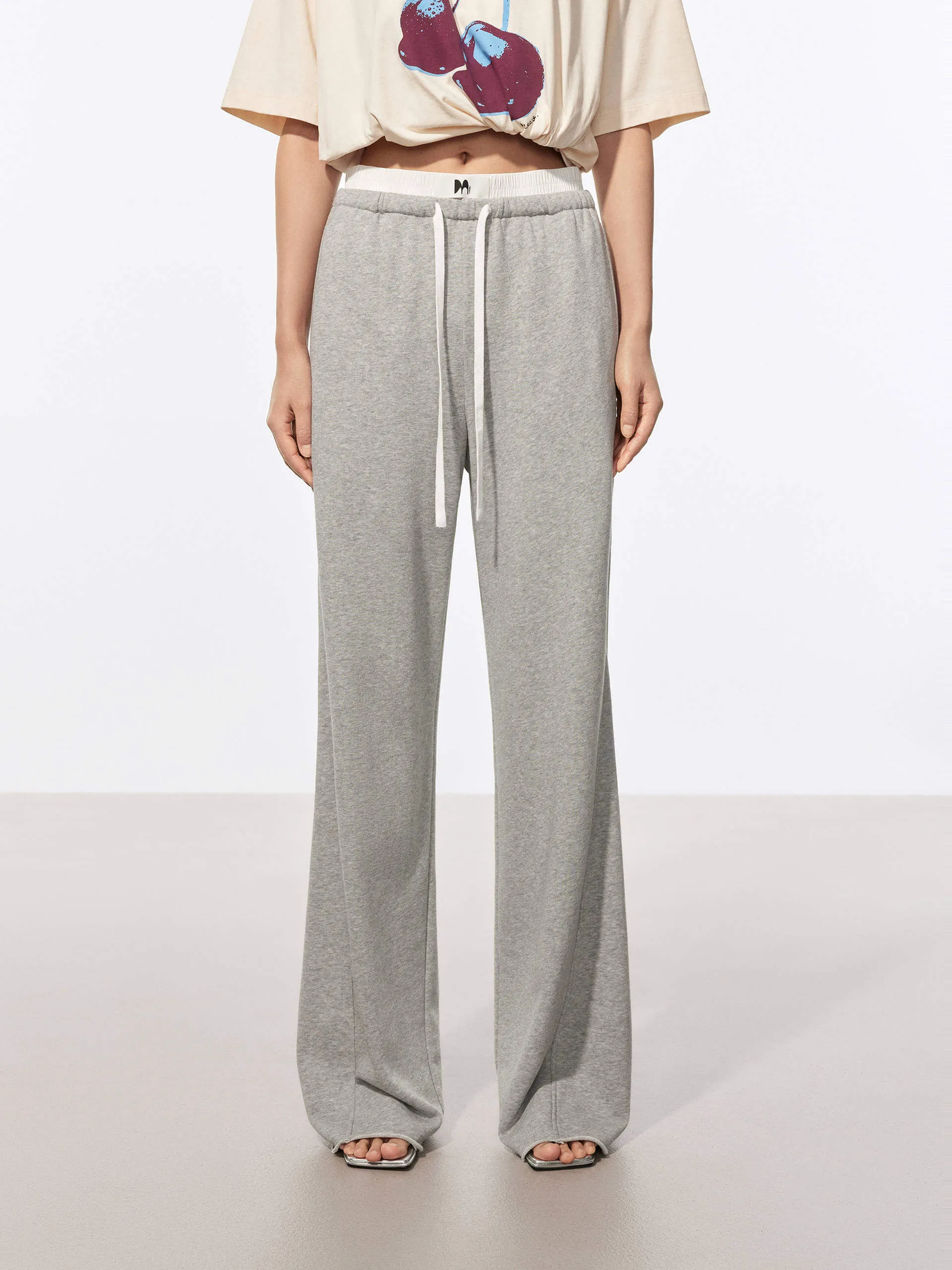 Cotton Contrast Waist Pants