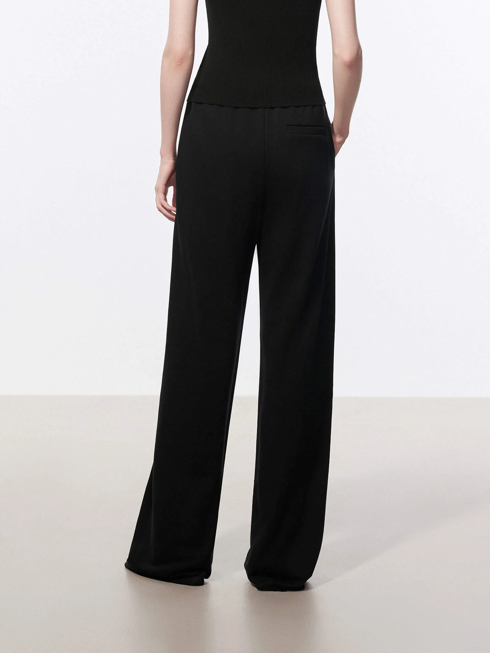 Cotton Contrast Waist Pants