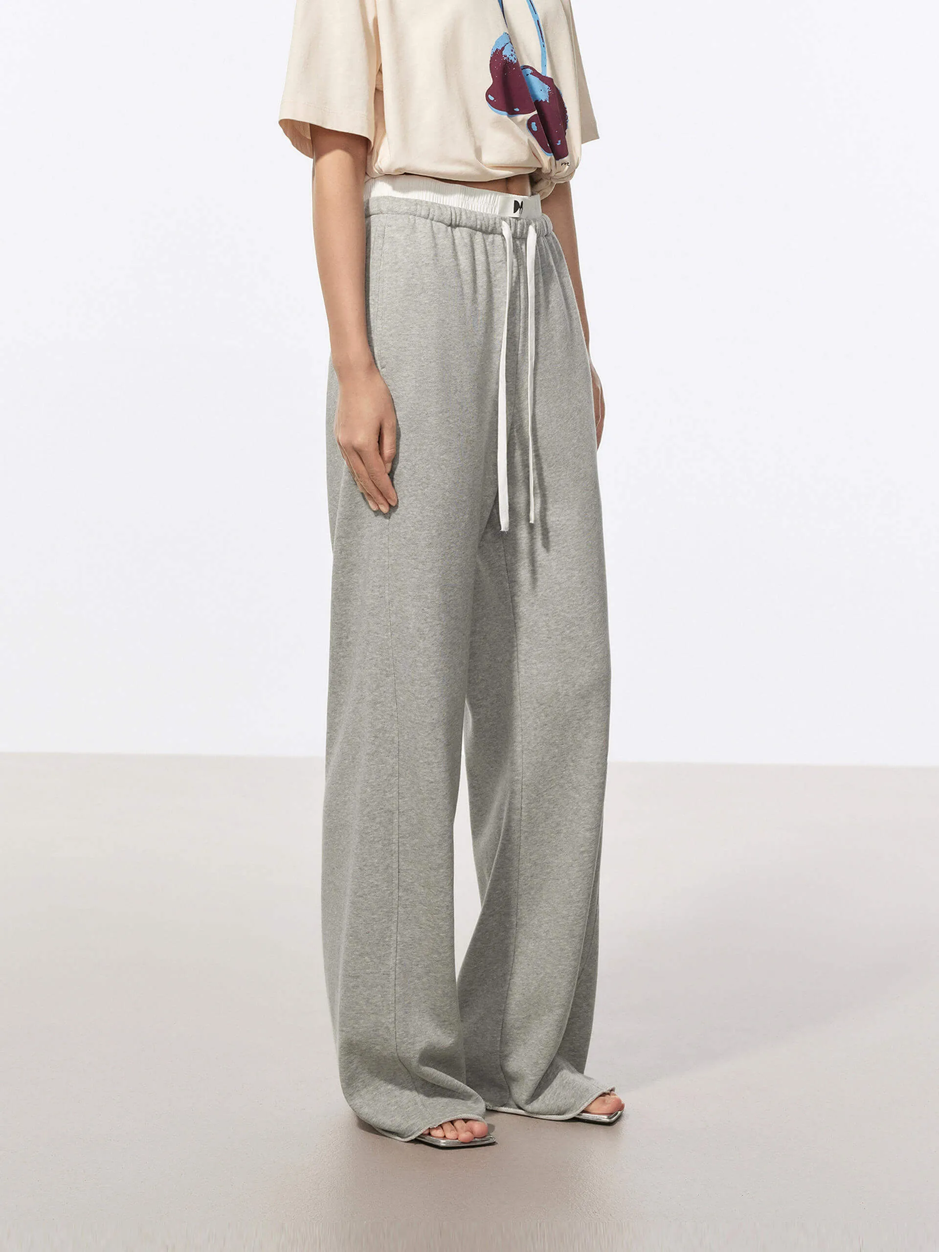 Cotton Contrast Waist Pants