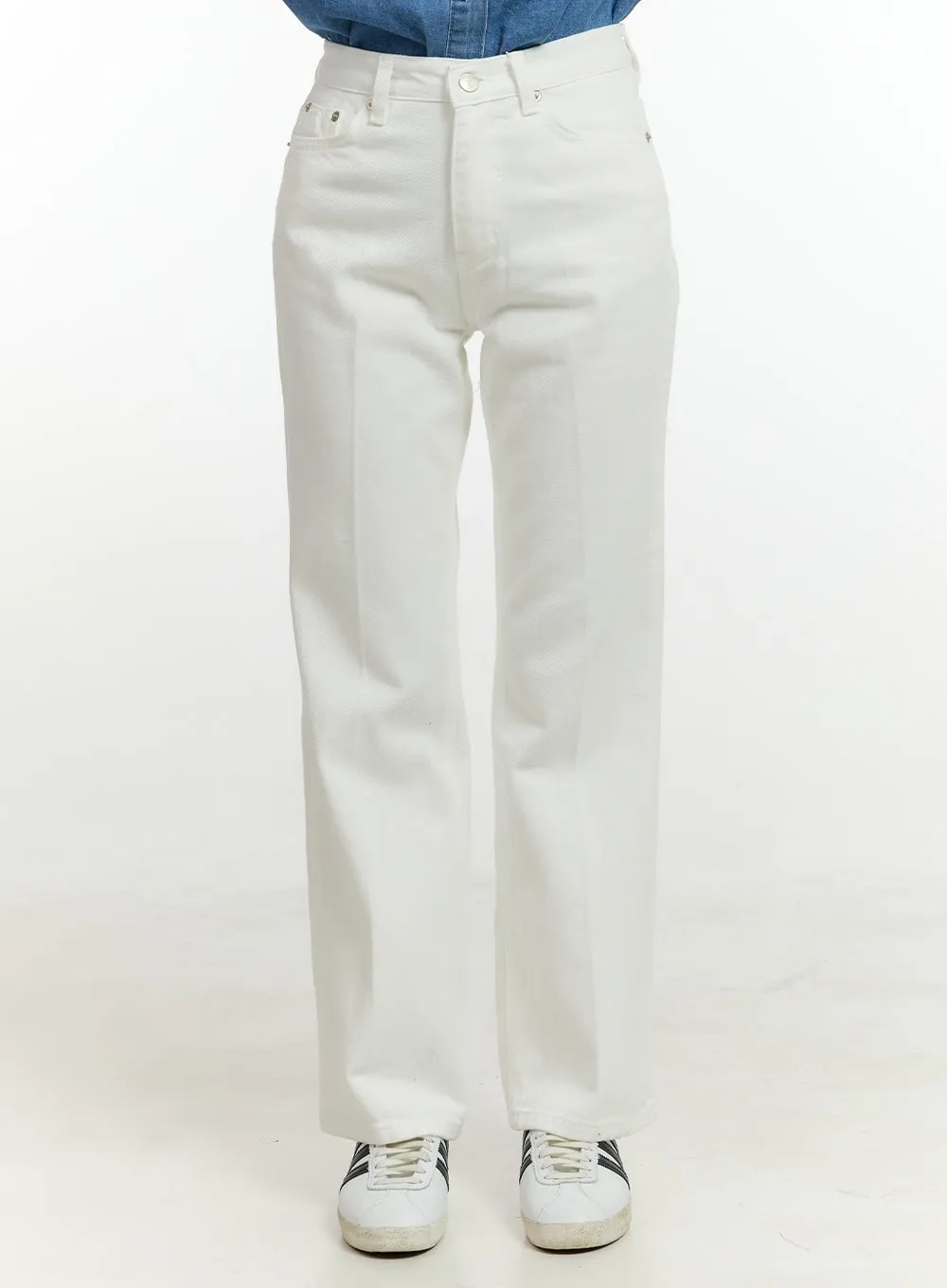 Cotton Solid Straight Leg Pants OL423