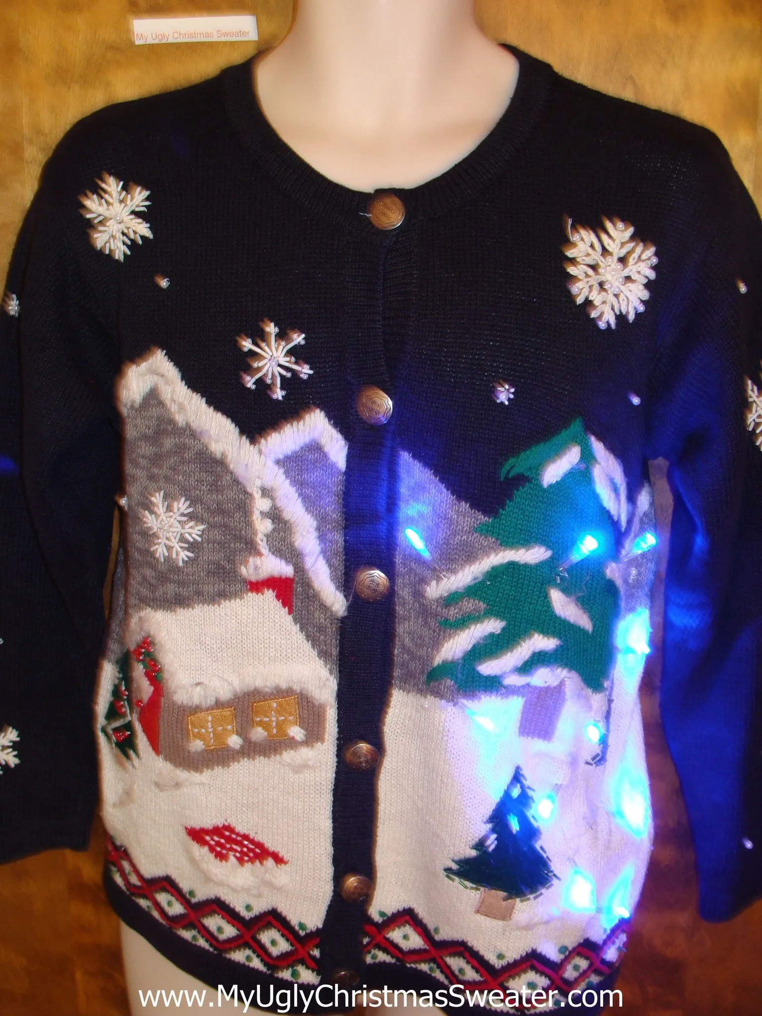 Cozy Winter Wonderland 2sided Tacky Xmas Sweater with Lights