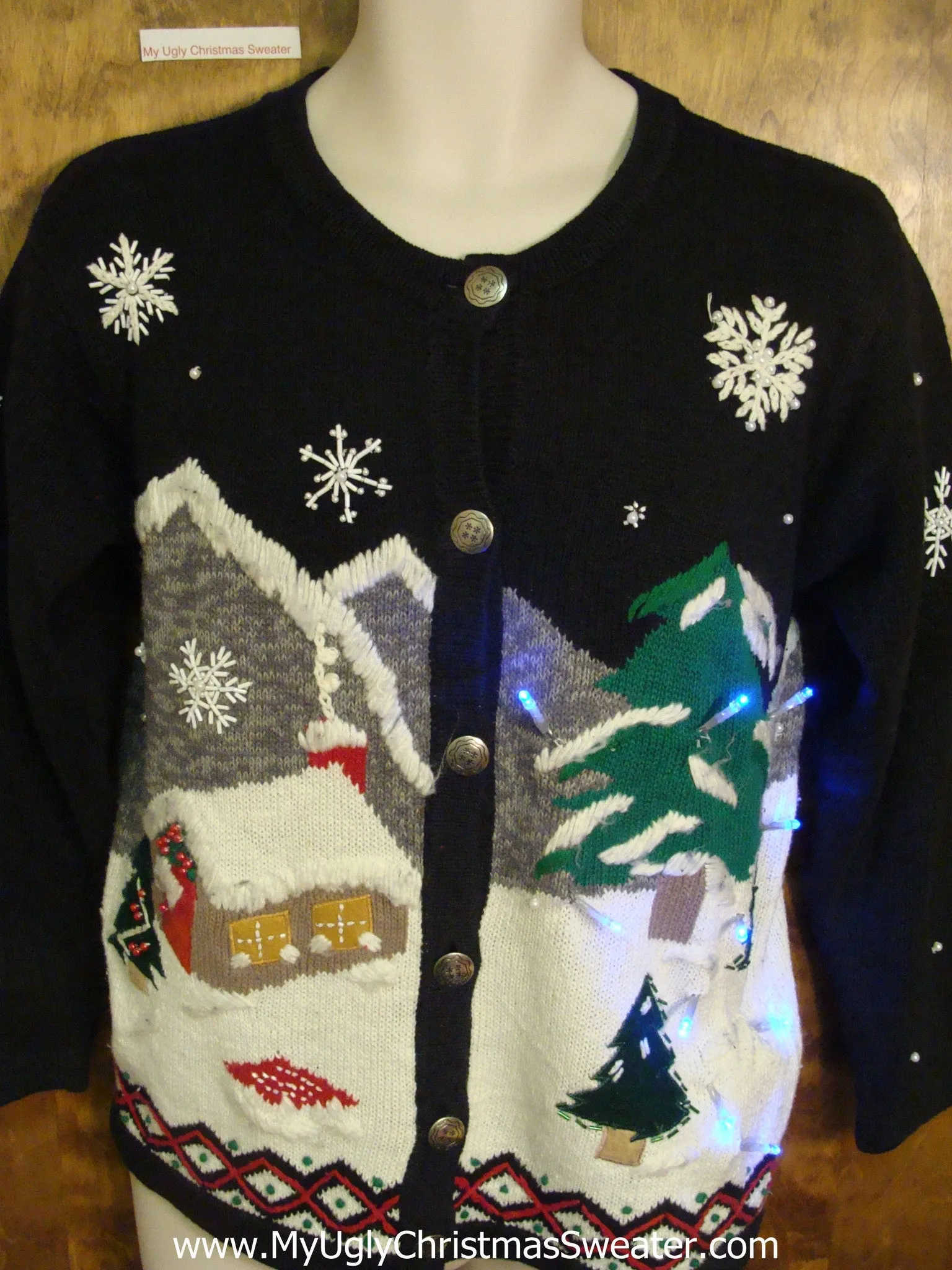 Cozy Winter Wonderland 2sided Tacky Xmas Sweater with Lights