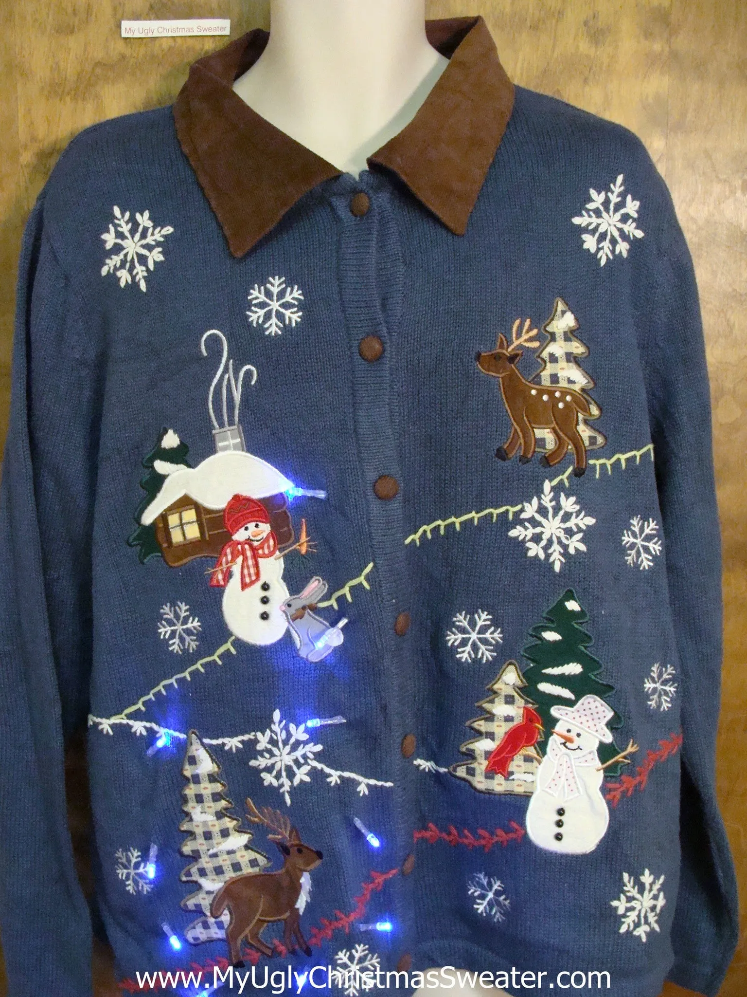 Crafty Winter Scene Light Up Ugly Xmas Sweater