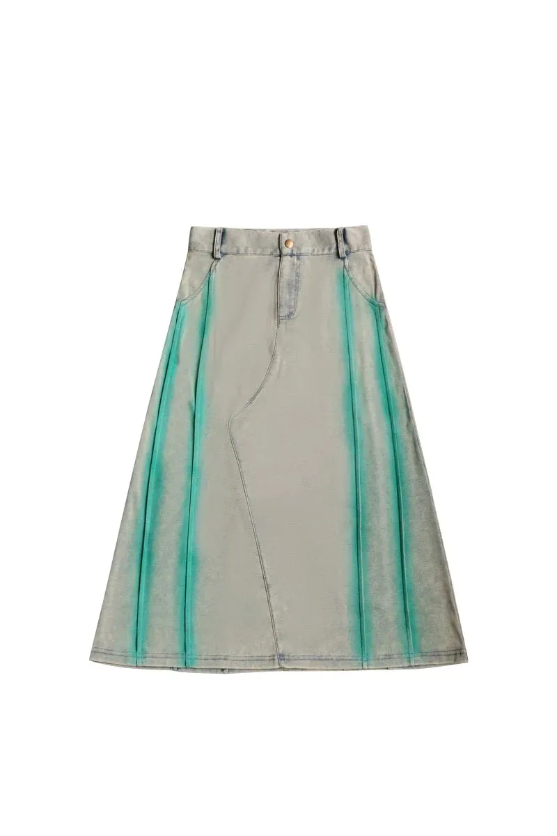 Crew Kids Green Pintuck Denim Maxi Skirt