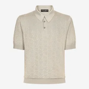 Dolce & Gabbana DG Logo Silk Jacquard Polo Shirt