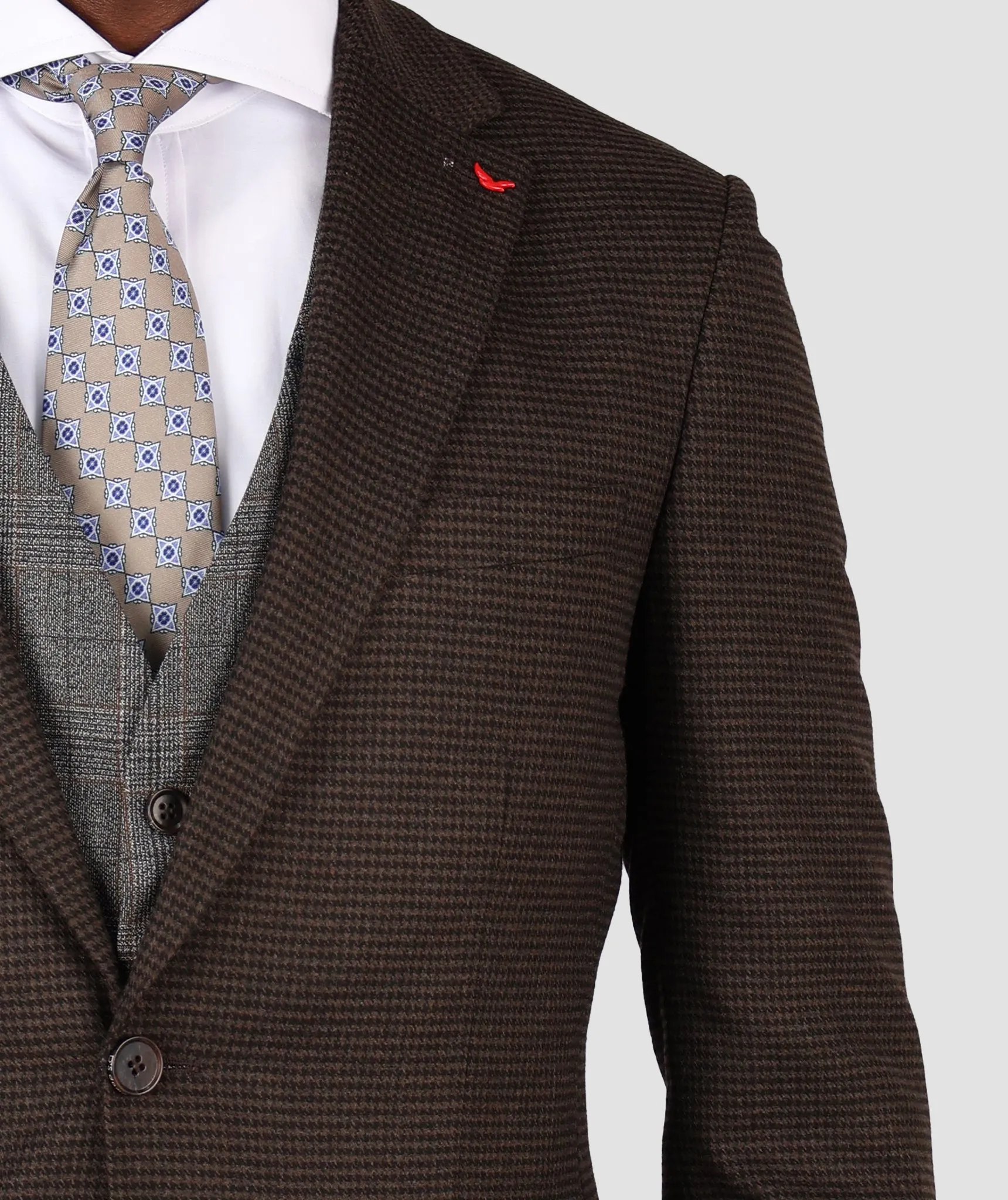 DS Damat Combined Brown Slim Fit Suit