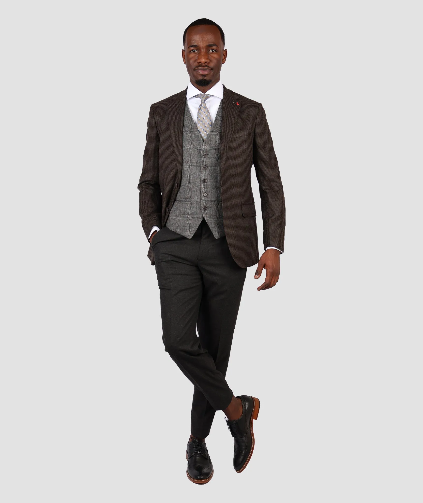 DS Damat Combined Brown Slim Fit Suit