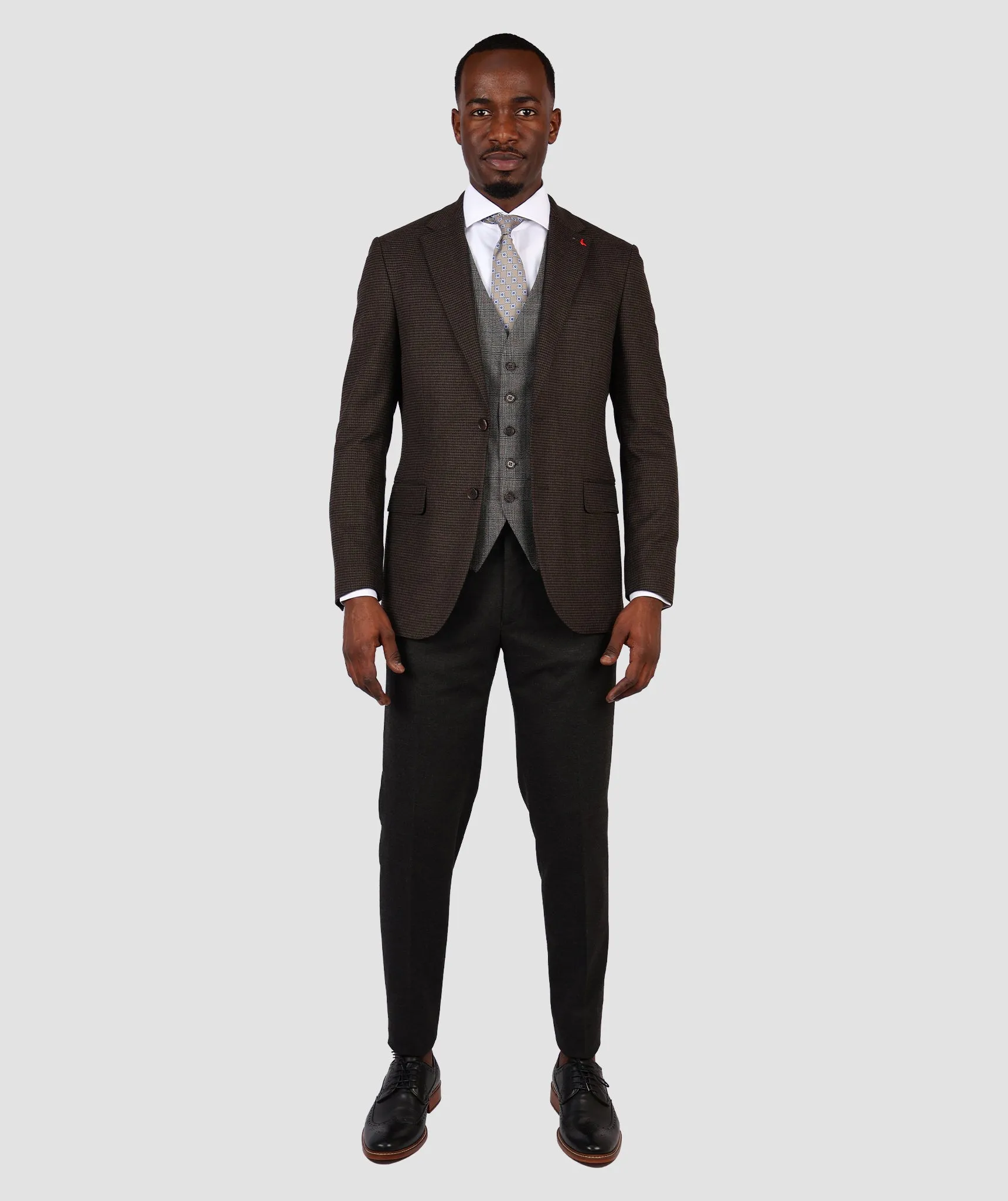 DS Damat Combined Brown Slim Fit Suit