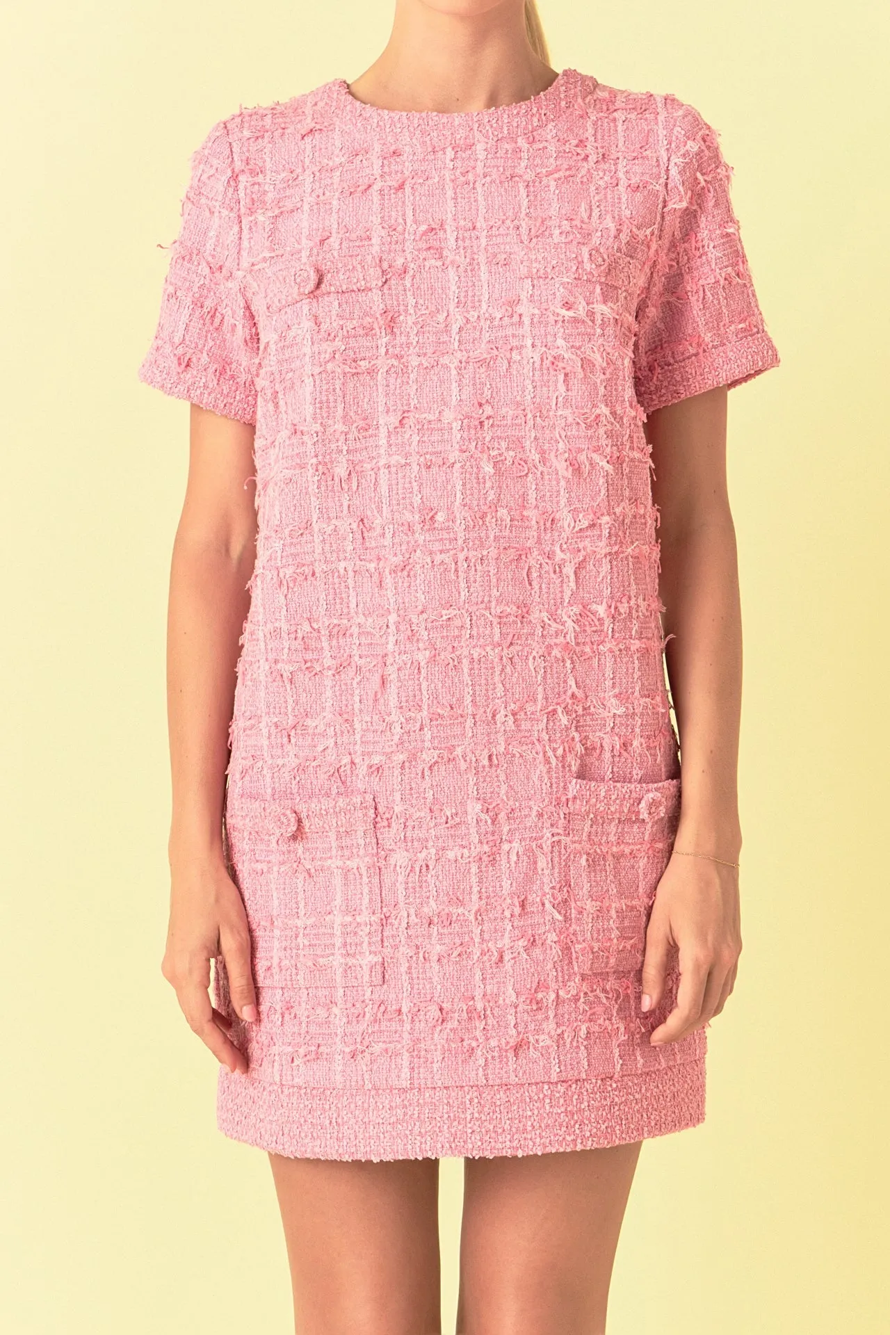 Endless Rose - Buttoned Tweed Shift Dress