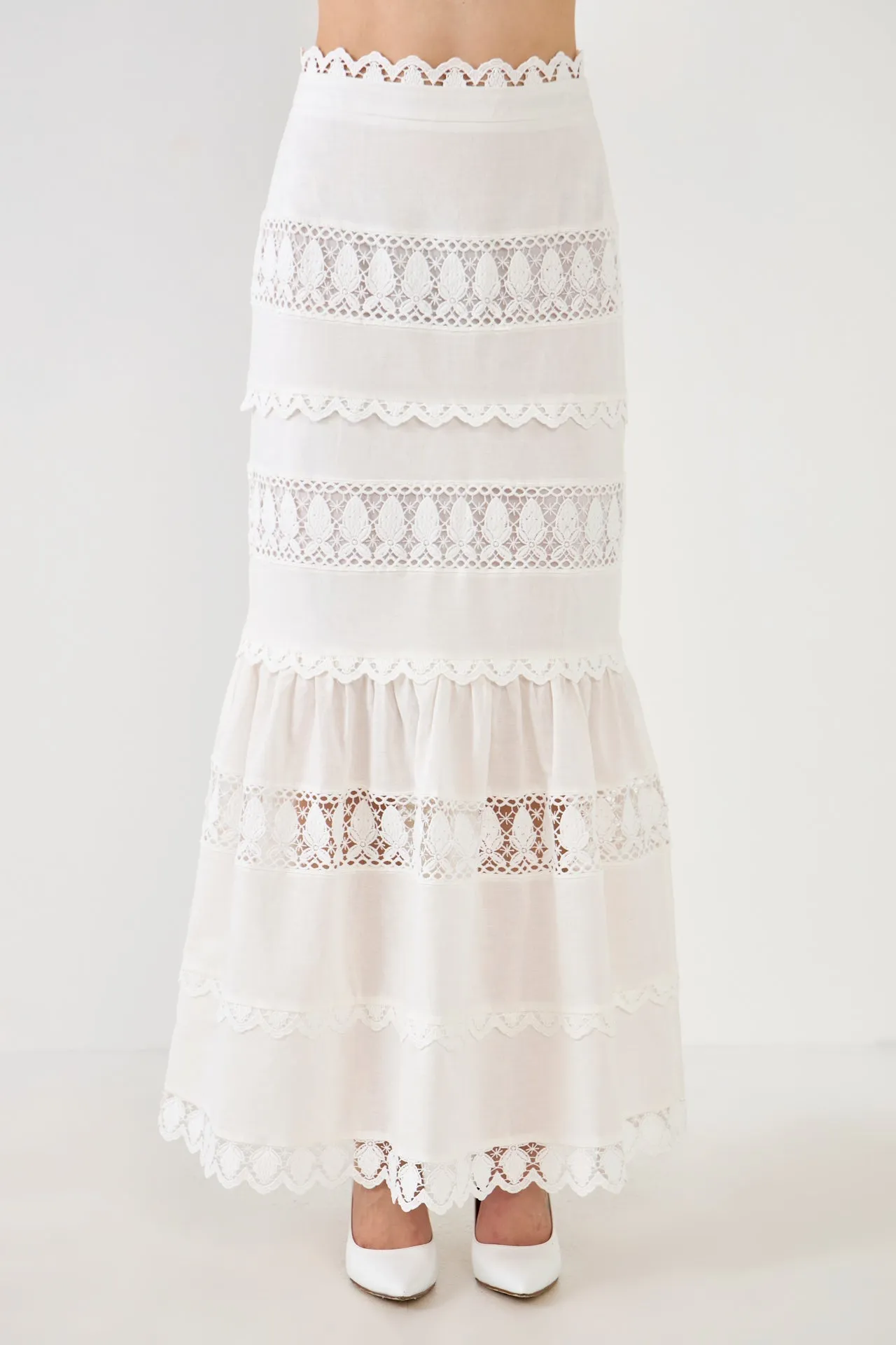 Endless Rose - Lace Trim Maxi Skirt