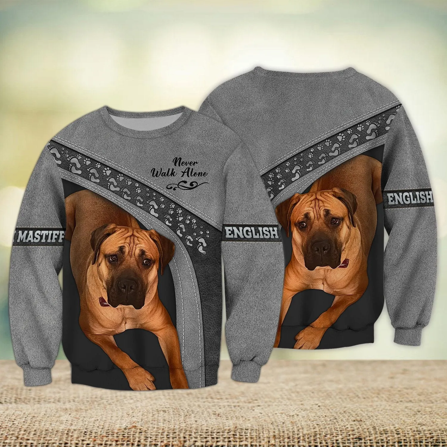 English mastiff Never Walk Alone 3D Full Print Shirts, Shirt For Dog Lovers, Dog Memorial Gifts for loss of Dog