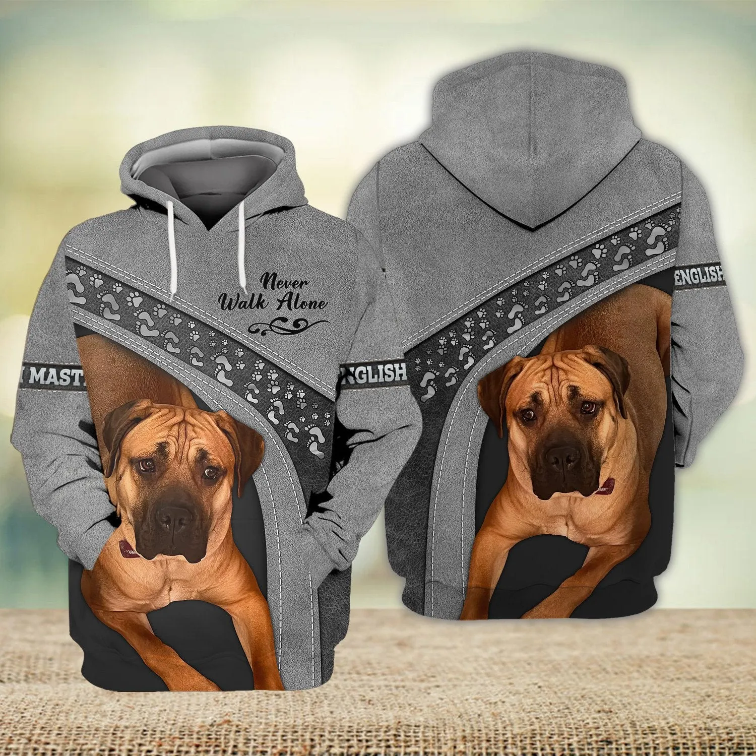 English mastiff Never Walk Alone 3D Full Print Shirts, Shirt For Dog Lovers, Dog Memorial Gifts for loss of Dog