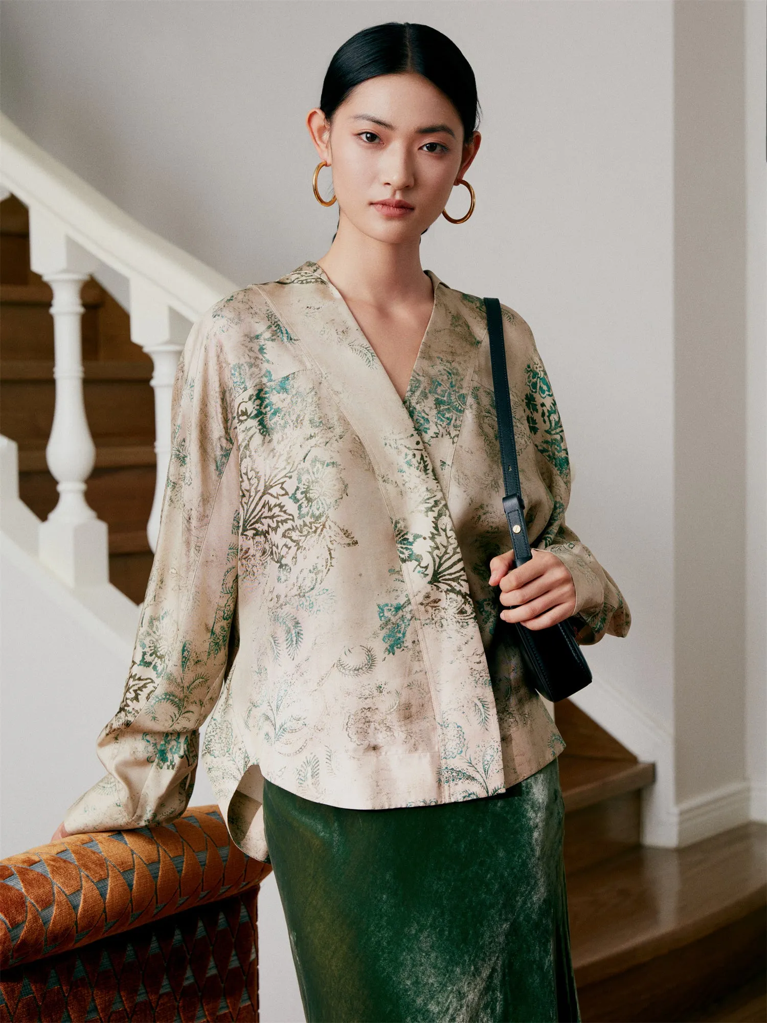 EP YAYING Chinese Style Silk Shirt