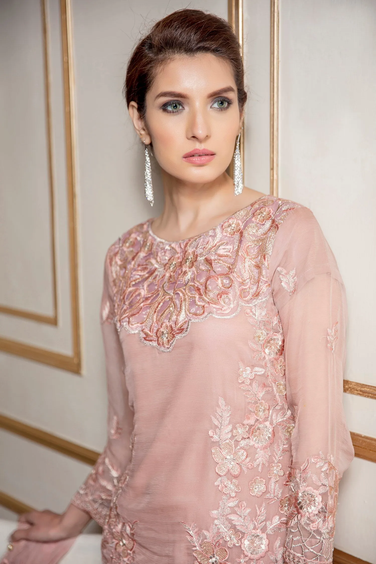 Eshaal Embroidered Luxury Chiffon Collection by Emaan Adeel – Peach Galore