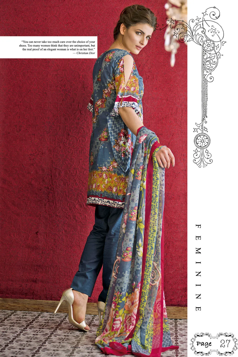 Feminine Embroidered Lawn Collection 2017 – 6A