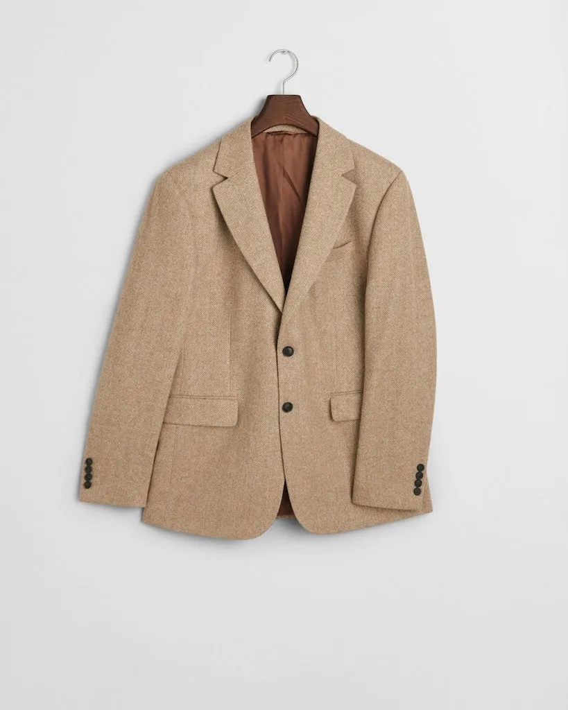 GANT - Slim Herringbone Suit Blazer, Cacao