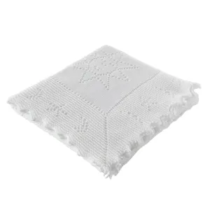 G.H.Hurt & Son Stars and Moon Cotton Baby Shawl - White