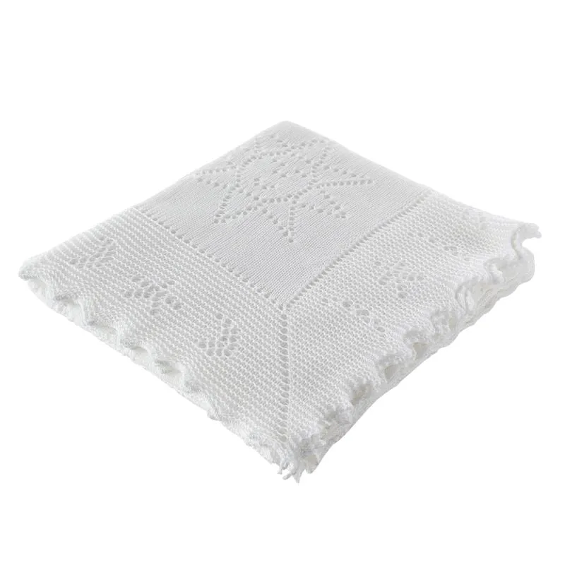 G.H.Hurt & Son Stars and Moon Cotton Baby Shawl - White