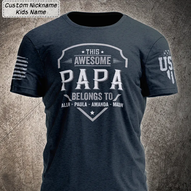 Grandpa Shirt, This awesome grandpa belongs to T-Shirt, Flag Shirt