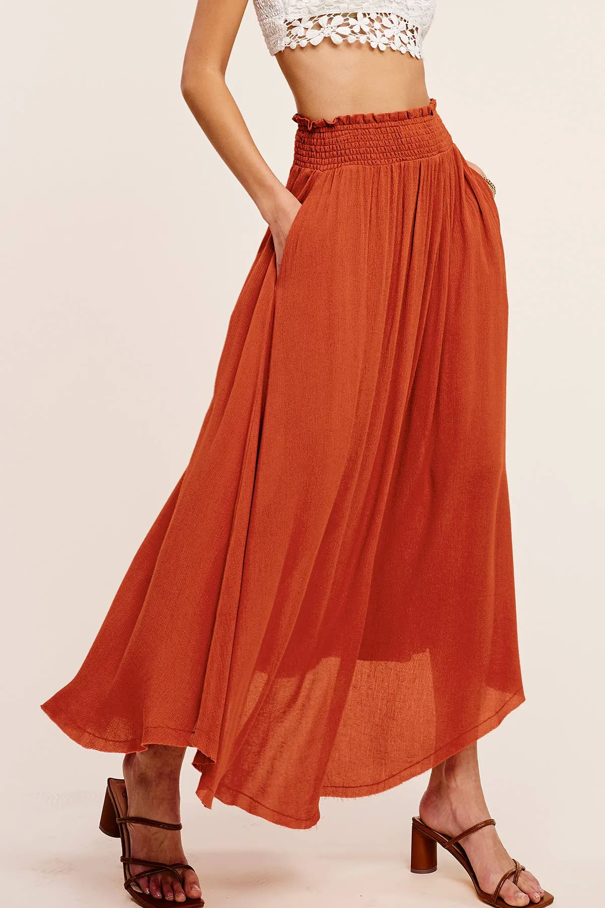 Hey There Pumpkin High Rise Maxi Skirt with Side Pockets