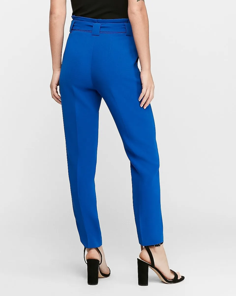 High Waisted Paperbag Ankle Pant in Electric Blue